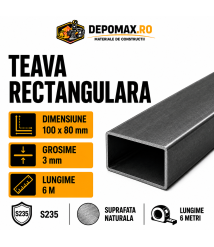 Teava rectangulara 100 x 80 x 3 mm, 6 metri